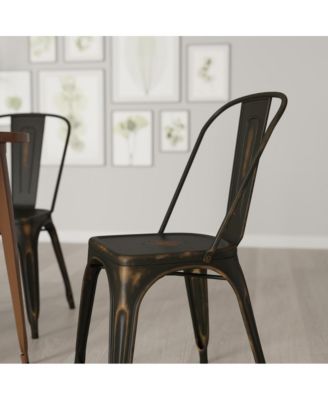 Banks Indoor/Outdoor Stacking Metal Dining Chair With Single Slat Back And Distressed Powder Coated Finish