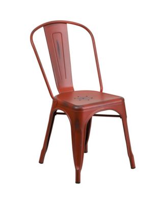 Banks Indoor/Outdoor Stacking Metal Dining Chair With Single Slat Back And Distressed Powder Coated Finish