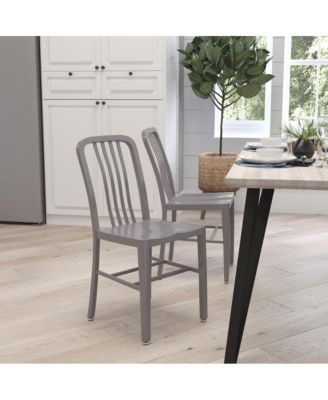 Santorini 18 Inch Galvanized Steel Indoor/Outdoor Dining Chair With Slatted Back And Powder Coated Finish