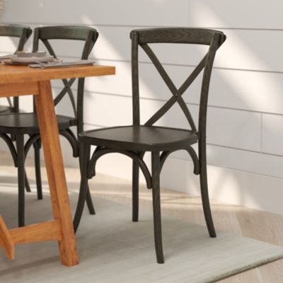 Davisburg Stackable Wooden Cross Back Bistro Dining Chair
