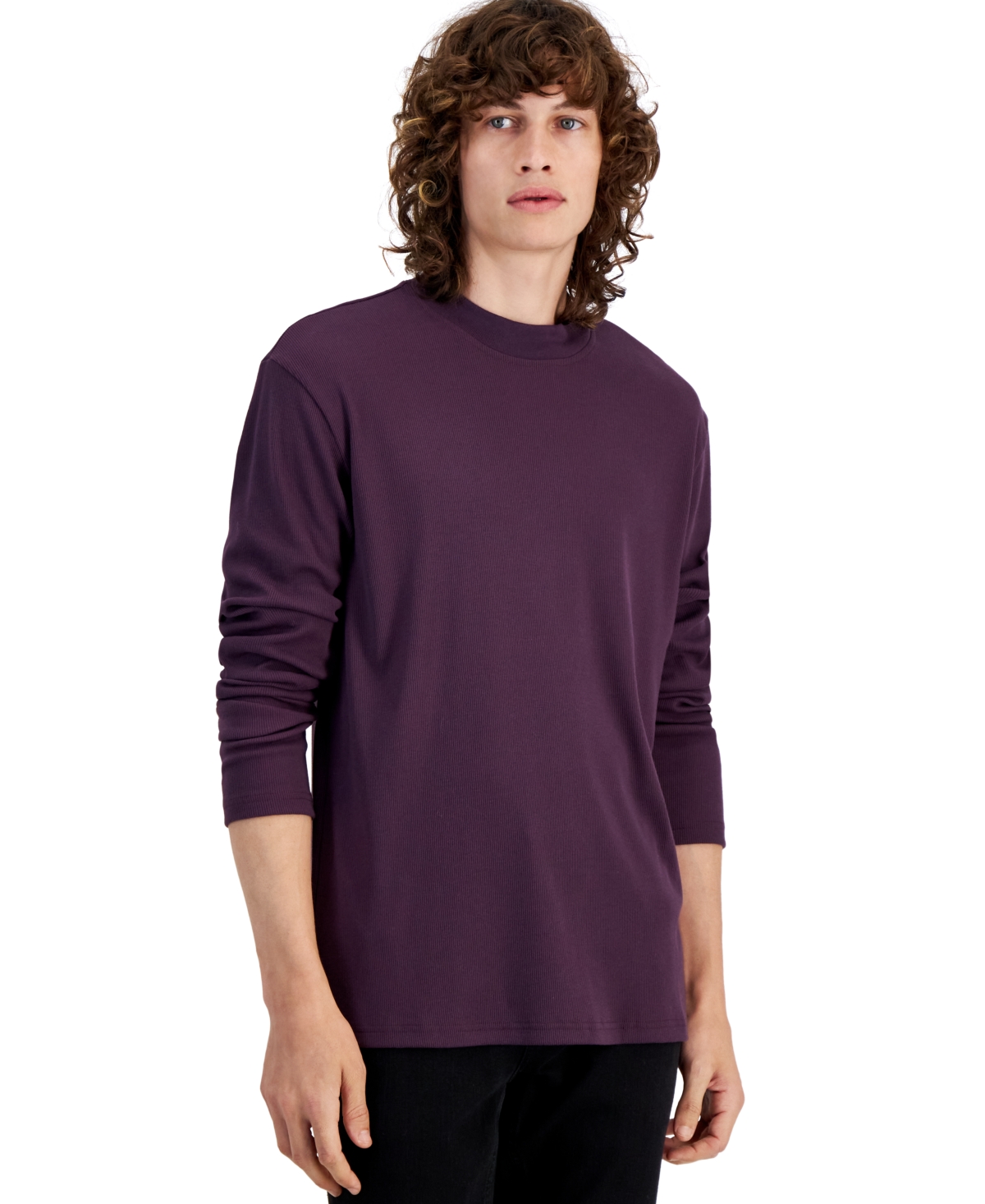 Men's Liam Ribbed Top, Created for Macy's - Plum Perfect