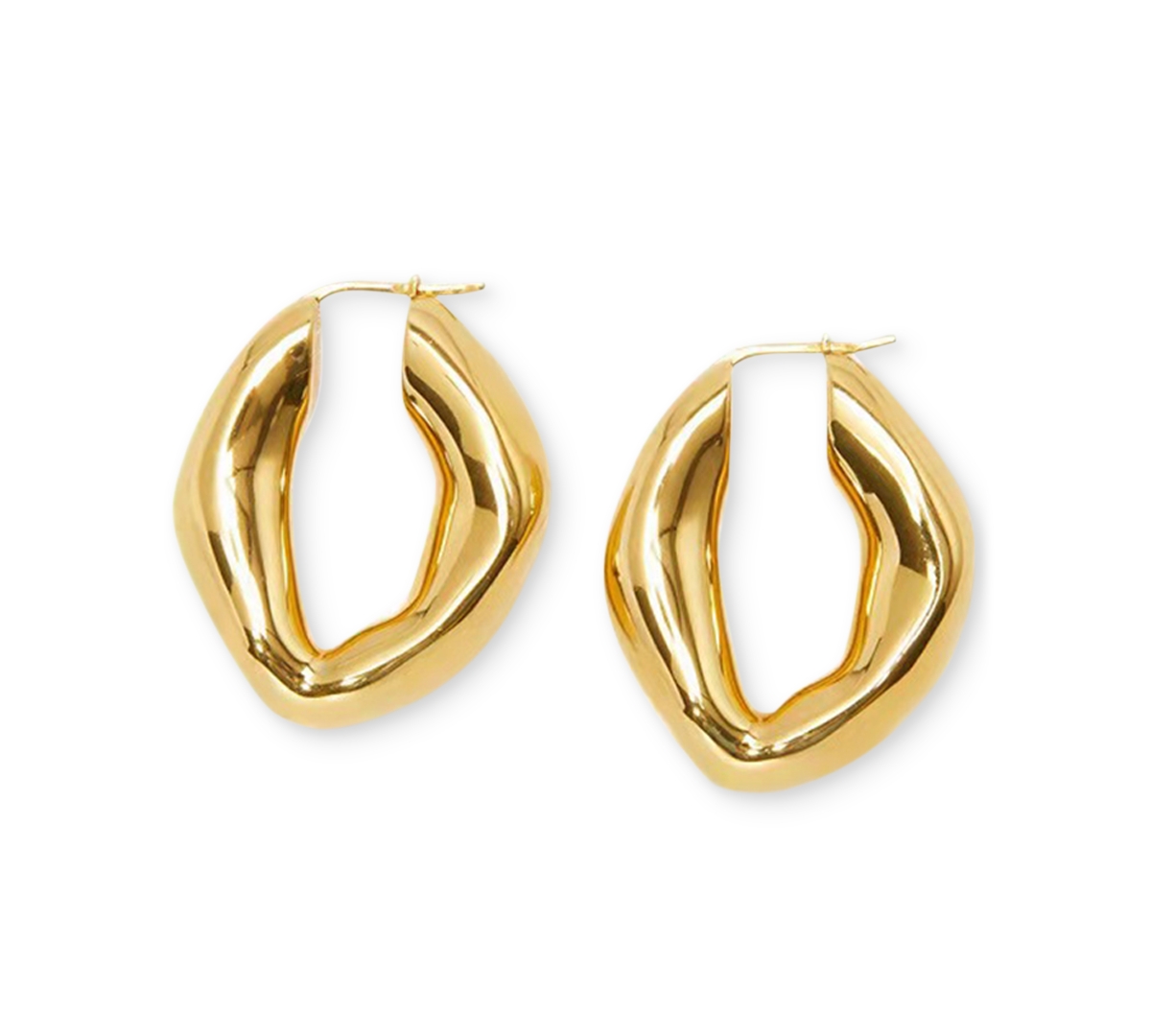 18k Gold-Plated Medium Artistic Hoop Earrings - Gold