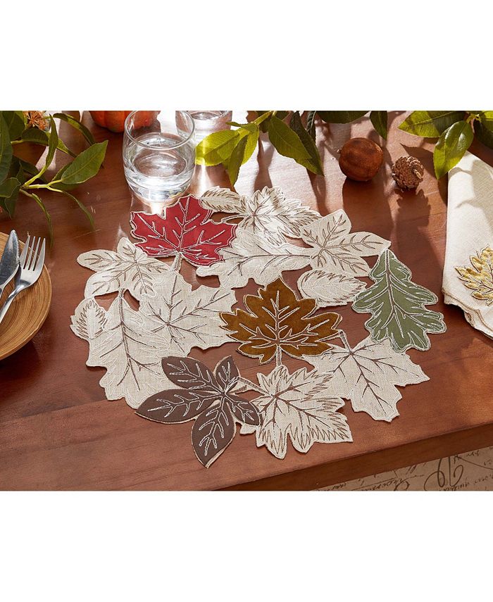 Elrene Happy Fall Leaves Cutwork Fabric Round Placemat Macy's
