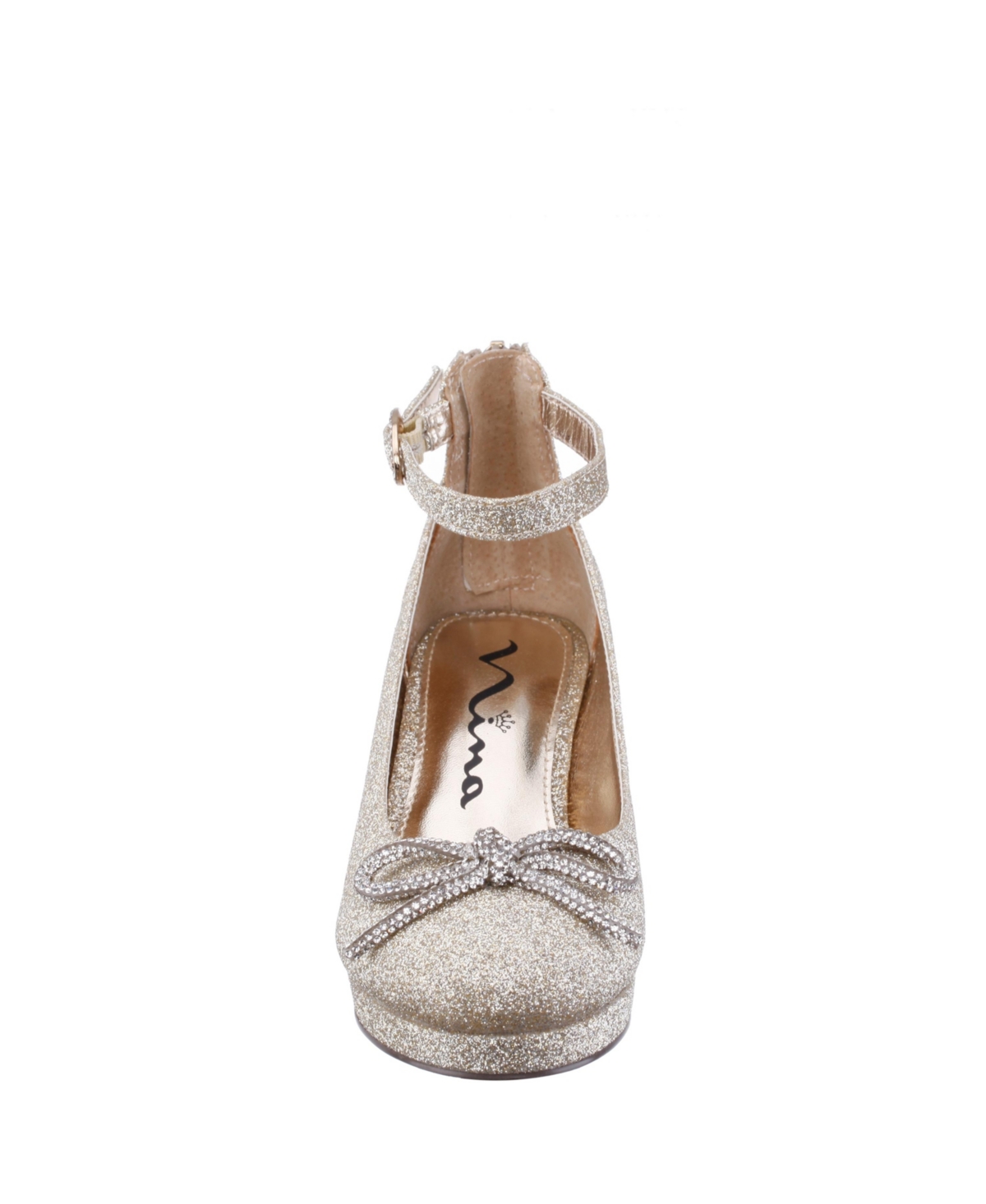 Nina Little Girls Daylin Ankle Strap Rhinestone Bow Dress Shoe
