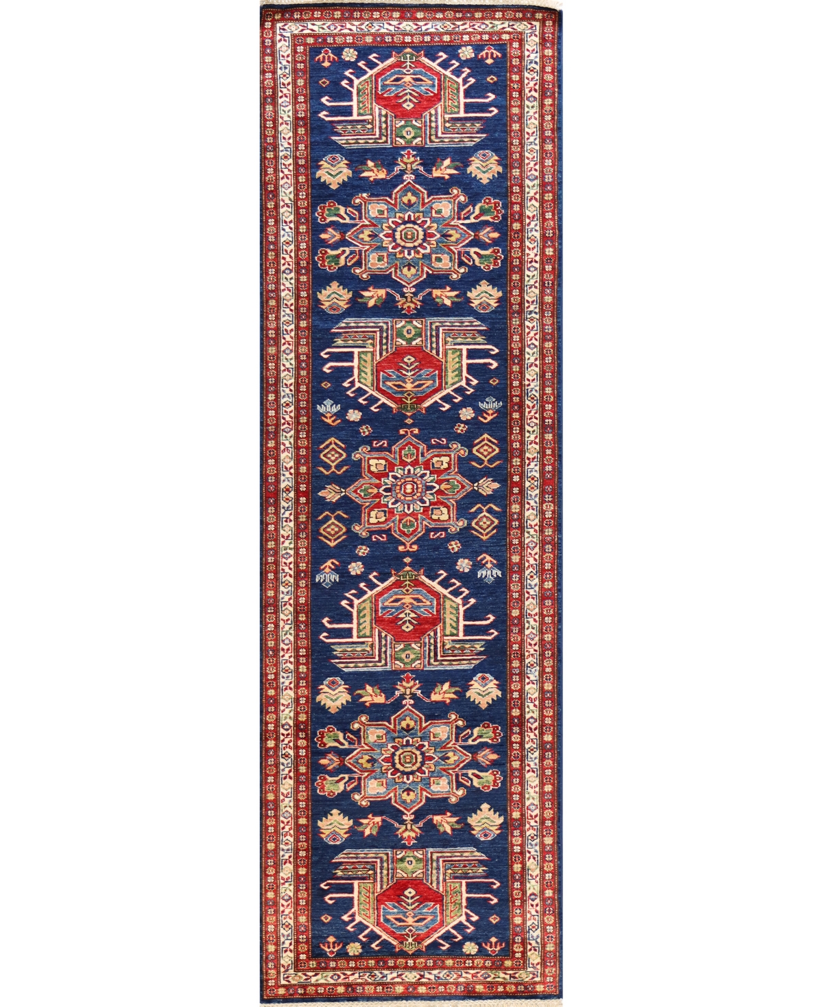 Bb Rugs One of a Kind Fine Kazak 2'7in x 9'11in Runner Area Rug - Navy