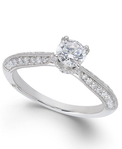 Classic by Marchesa Certified Diamond Engagement Ring in 18k White Gold (7/8 ct. t.w.)