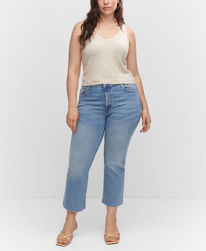 MANGO Women's Crop Flared Jeans - Macy's