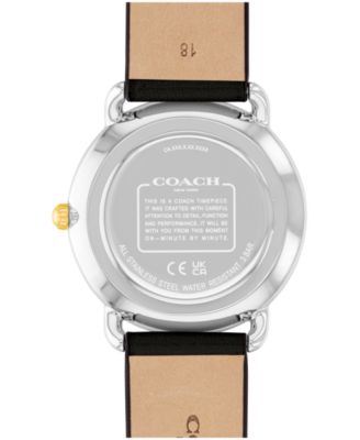 Unisex Three Hand Quartz Black Leather Strap Watch 36mm