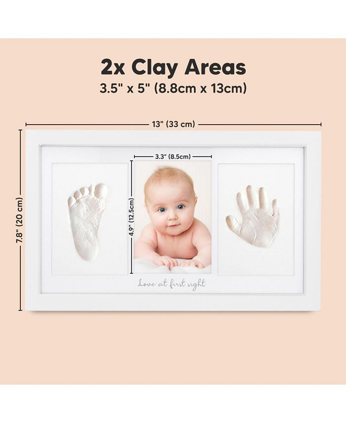 Duo Baby Hand and Footprint Kit, Baby Handprint Kit, Newborn Photo Frame, Baby Keepsake for New Mom - White
