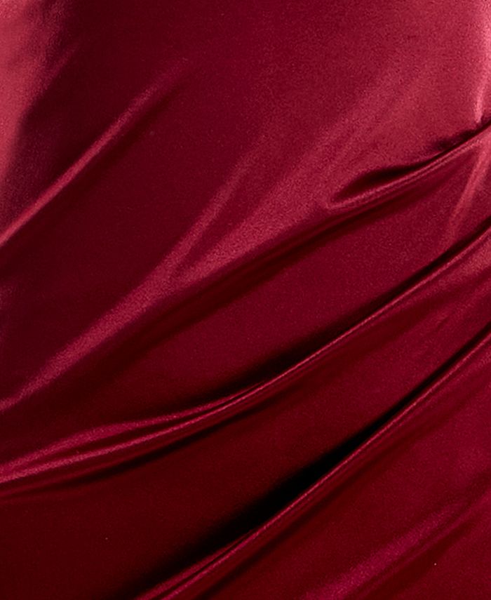 Emerald Sundae Junior's Shirred Satin Dress Red Size S