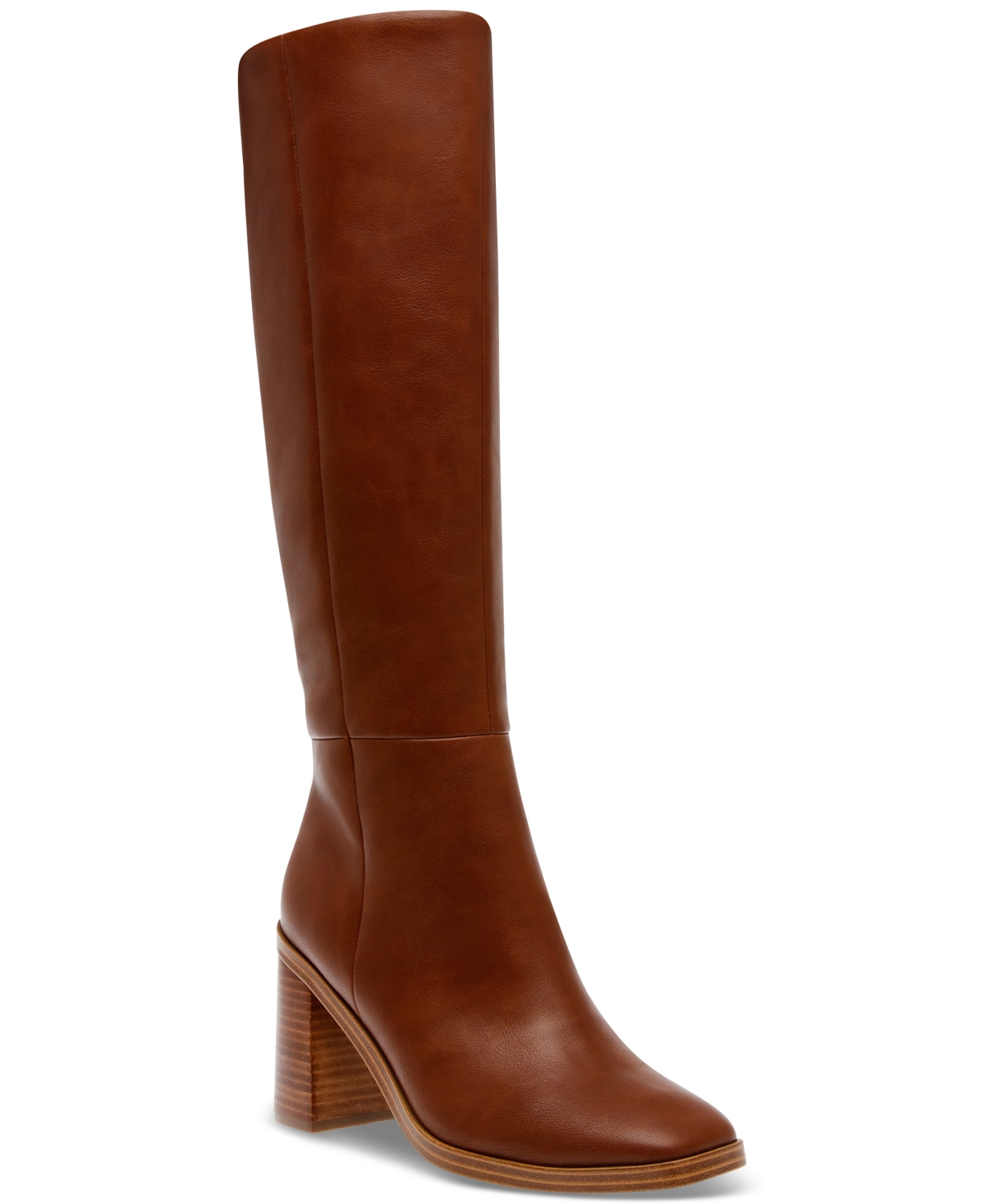 Women's Flapper Knee-High Block-Heel Dress Boots - Luggage