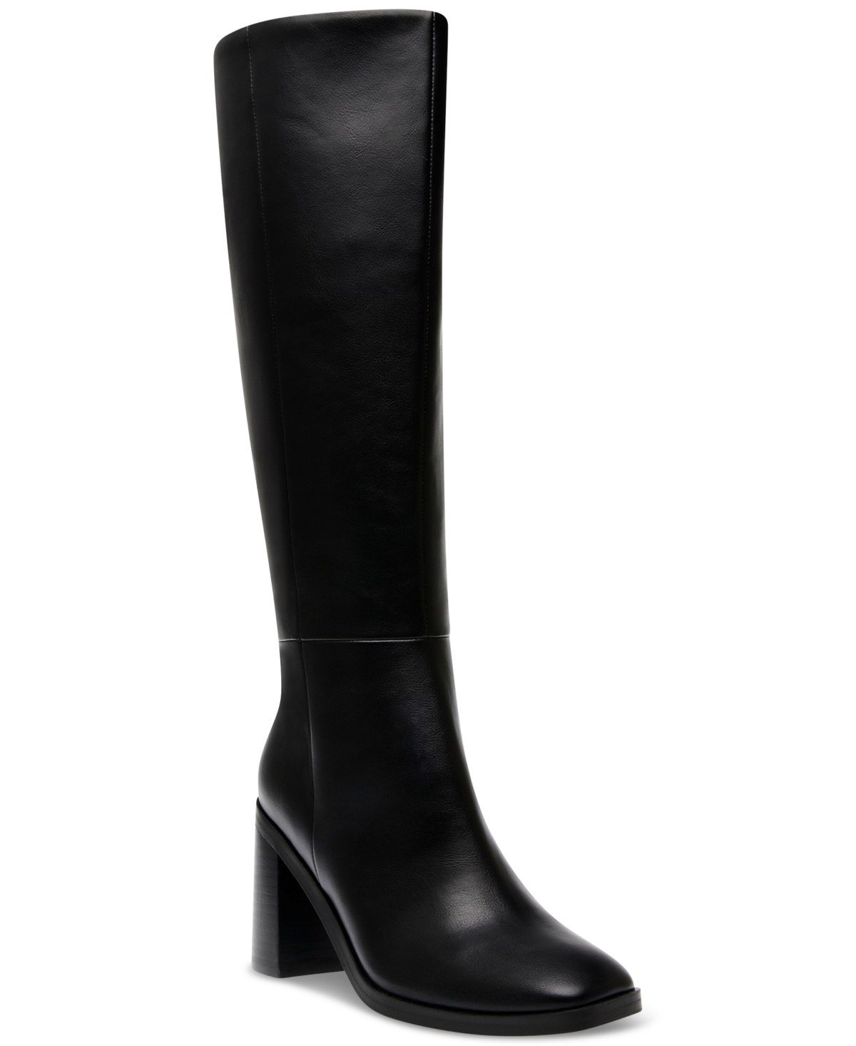 Women's Flapper Knee-High Block-Heel Dress Boots - Black