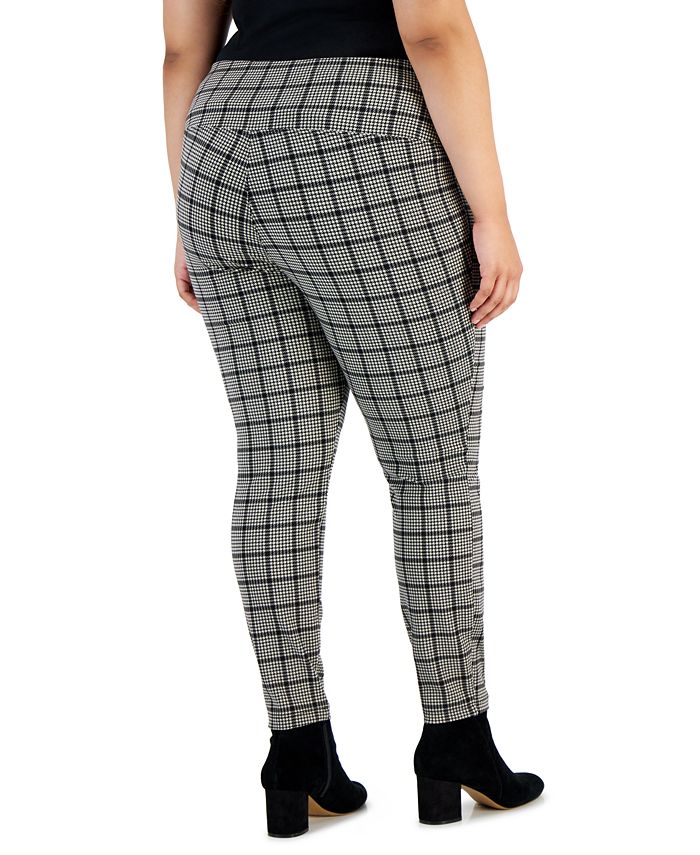 Style & Co Plus Size Houndstooth Pull-On Ponte Pants, Created for Macy ...