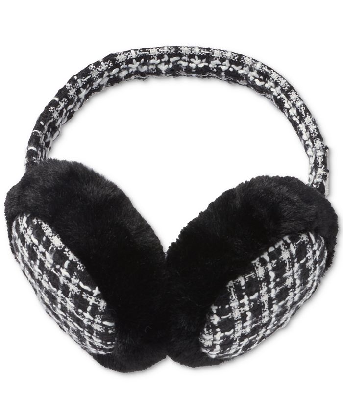 KARL LAGERFELD PARIS Women s Metallic Plaid Earmuffs Macy s