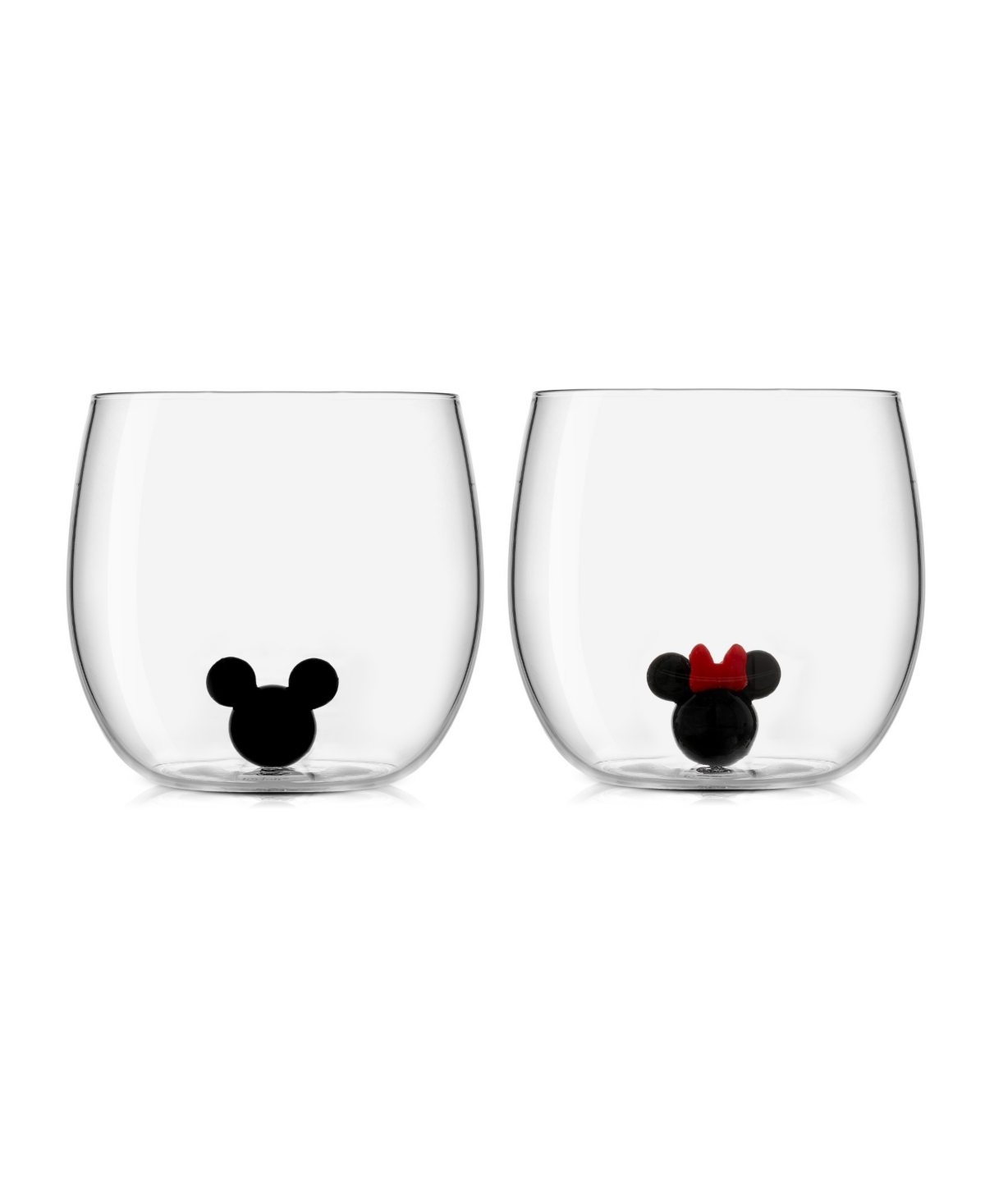Joyjolt Mickey Minnie Icon Short Drinking Glass, Set Of 2 In Clear