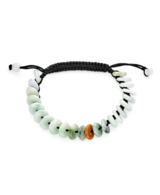 Natural Light Green Jade Multi Donut Disc Bracelet Adjustable Cord 7-9”