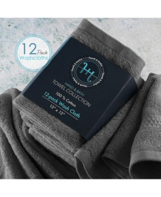 Luxury Combed Cotton Washcloth Set, 12-Pack