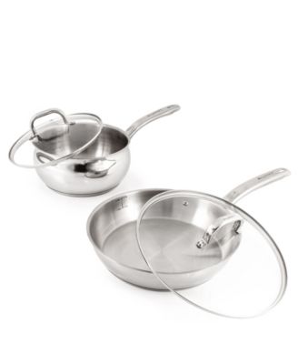 Belly Shape 12pc 18/10 Stainless Steel Cookware Set, Glass Lids