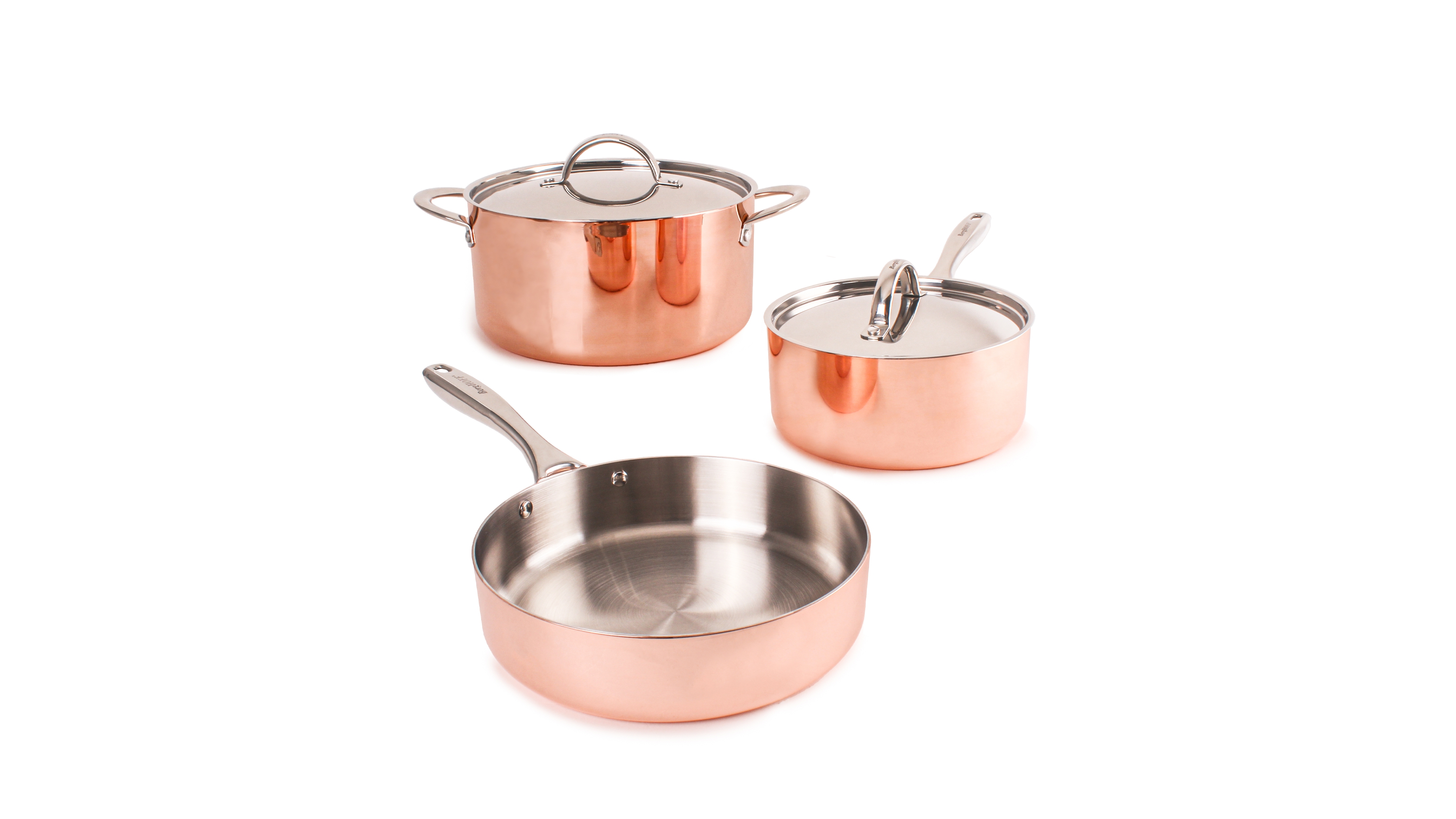 BergHOFF Vintage-Like Tri-Ply 5 Piece Mid Size Polished Copper Cookware Set