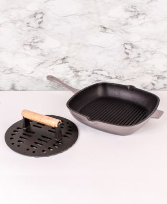 Cast Iron Grill Pan with Slotted Steak Press – Neo Collection, 11", 2-Piece Set