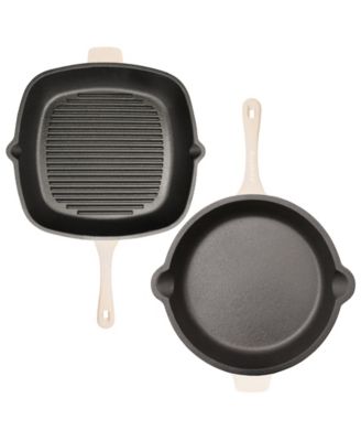 BergHOFF Neo 4pc Cast Iron Cookware Set, Fry Pan, Grill Pan & Round Dutch Oven