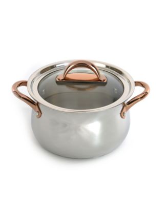 Ouro Gold 3pc 18/10 Stainless Steel Cookware Set, Glass Lids, Rose Gold Handles