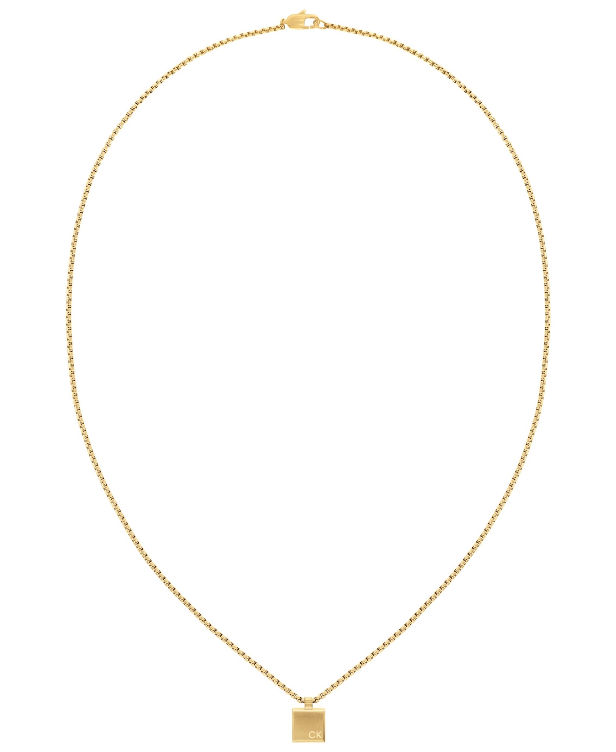 Calvin Klein Men's Gold-tone Stainless Steel Square Pendant Necklace