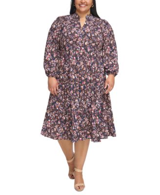 Jessica Howard - Plus Size Floral-Print Midi Dress