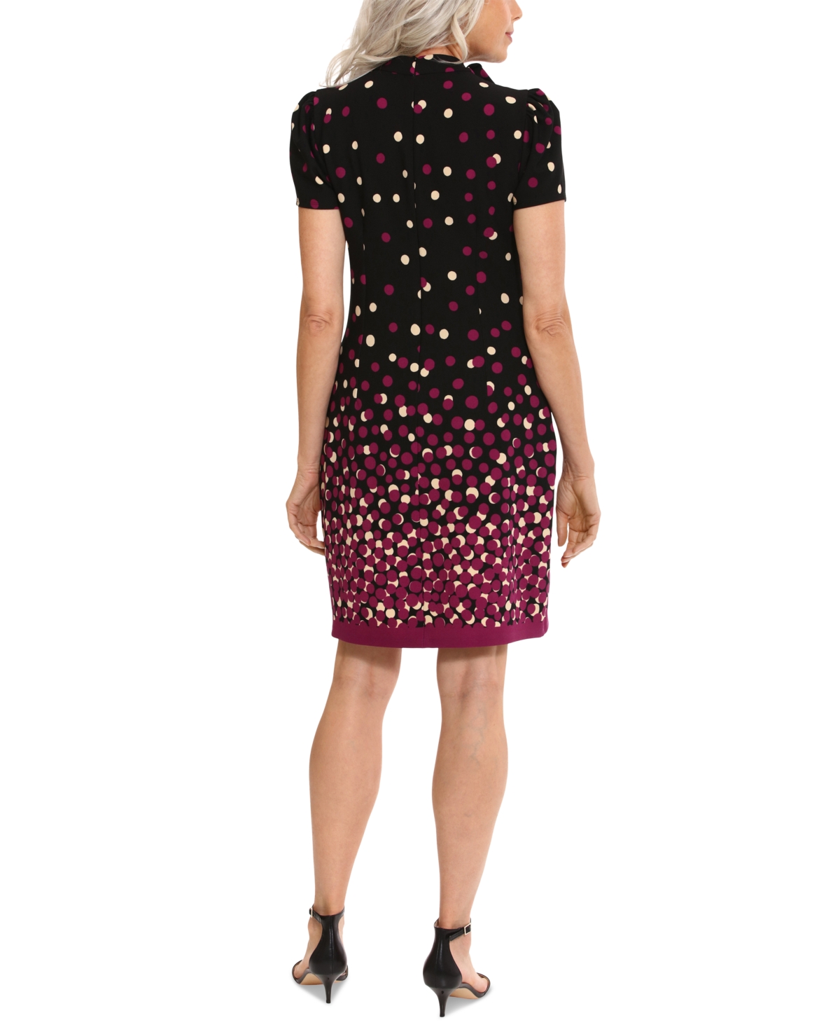 London Times Women's Dot-Print Tie-Neck Dress