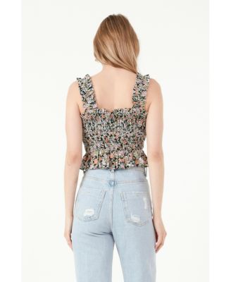 Women's Floral Smocked Top