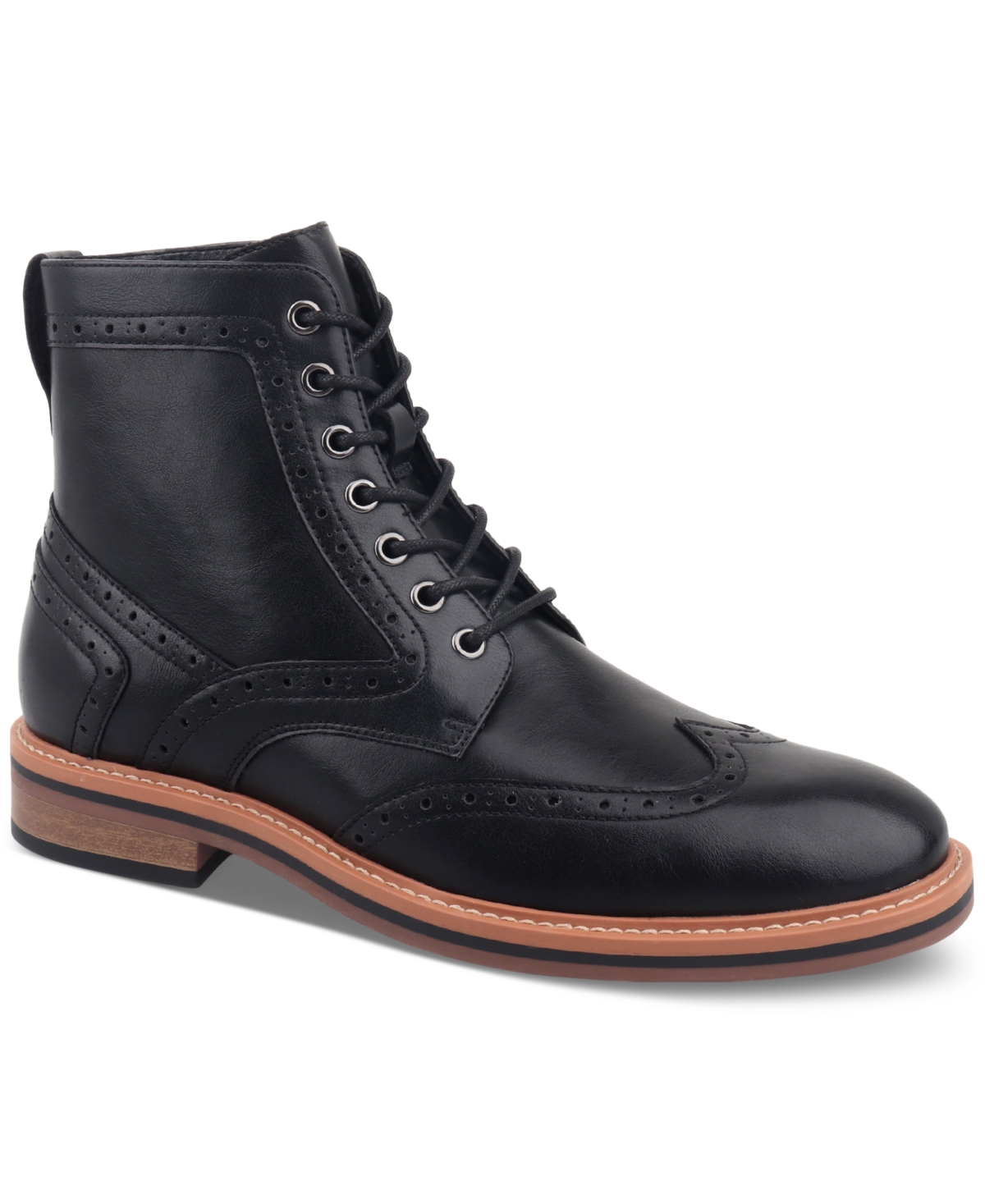 Club Room Men's Nathan Faux-leather Lace-up Chukka Boots, Created For Macy's In Black