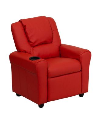 Contemporary Kids Single Wood Cup Holder, Headrest  Recliner Chair
