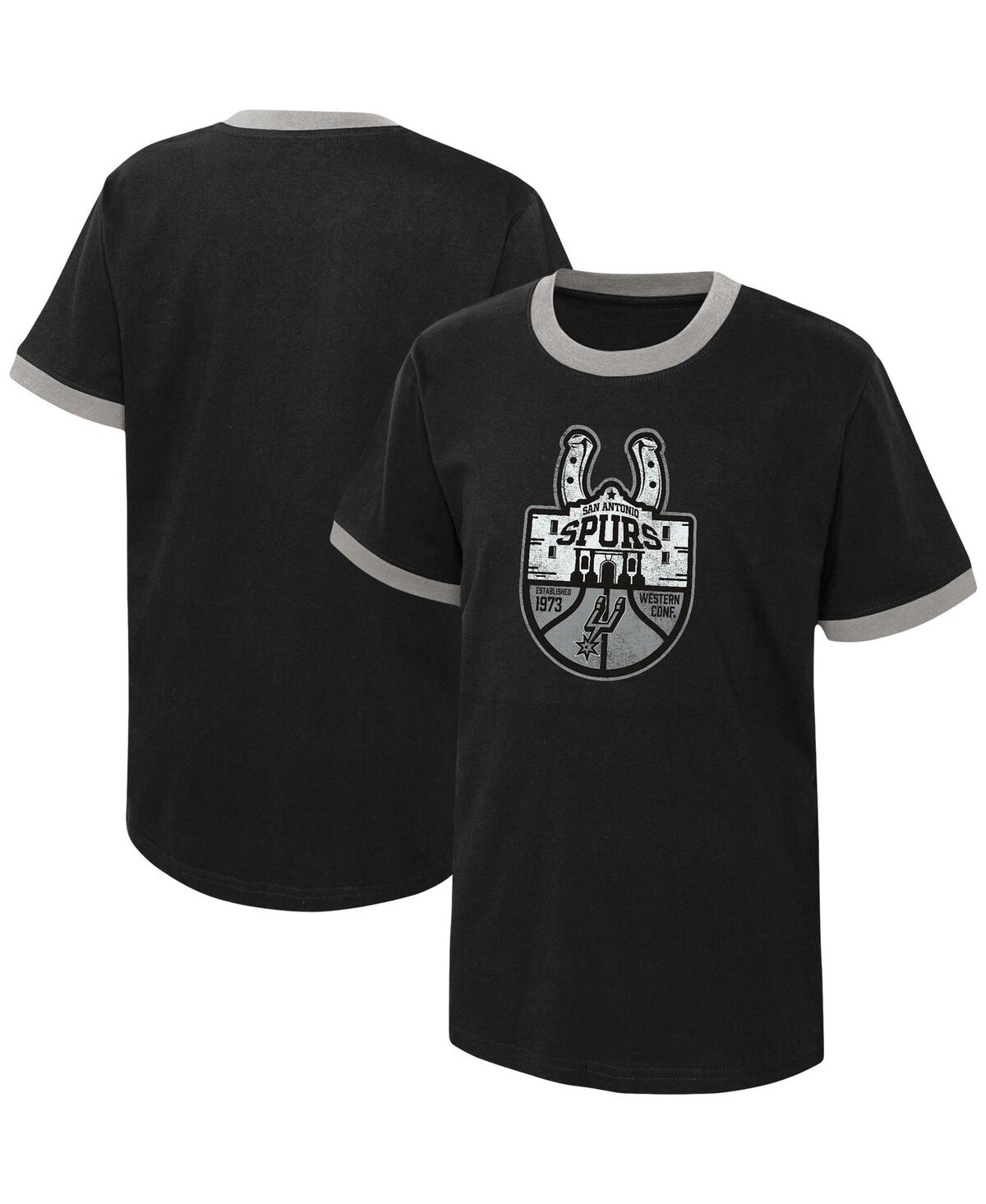 Shop Outerstuff Big Boys Black San Antonio Spurs Hoop City Hometown Ringer T-shirt