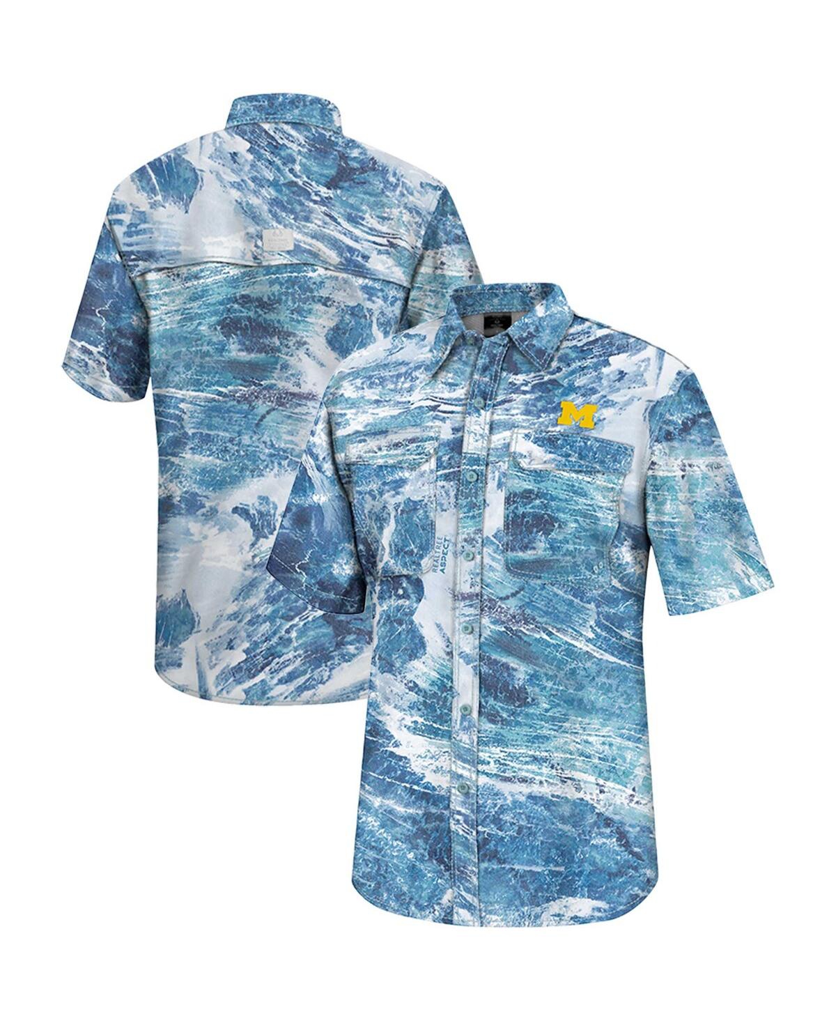 Shop Colosseum Men's  Blue Michigan Wolverines Realtree Aspect Charter Full-button Fishing Shirt