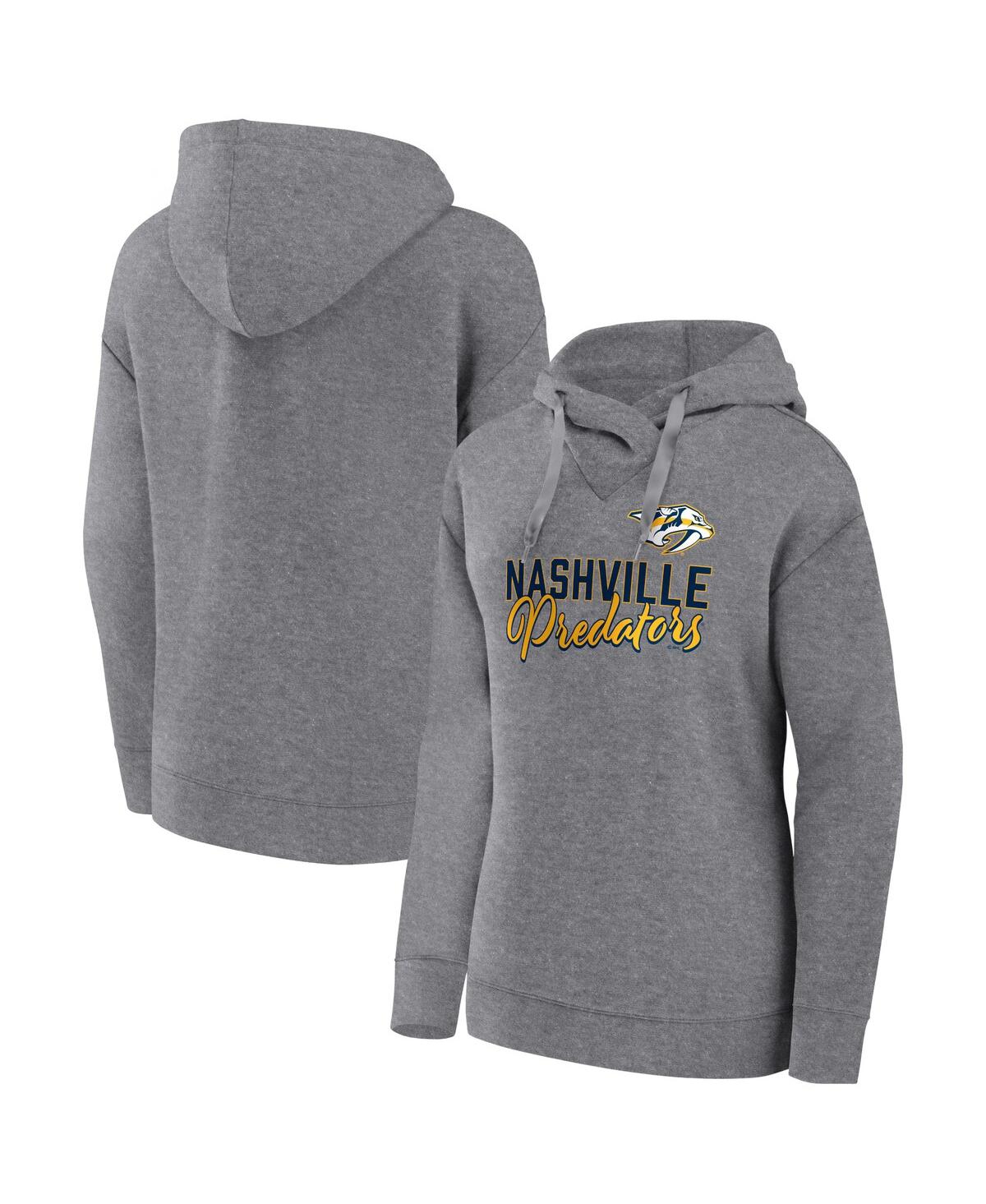 Shop Fanatics Women's  Heather Gray Nashville Predators Script Favorite Pullover Hoodie