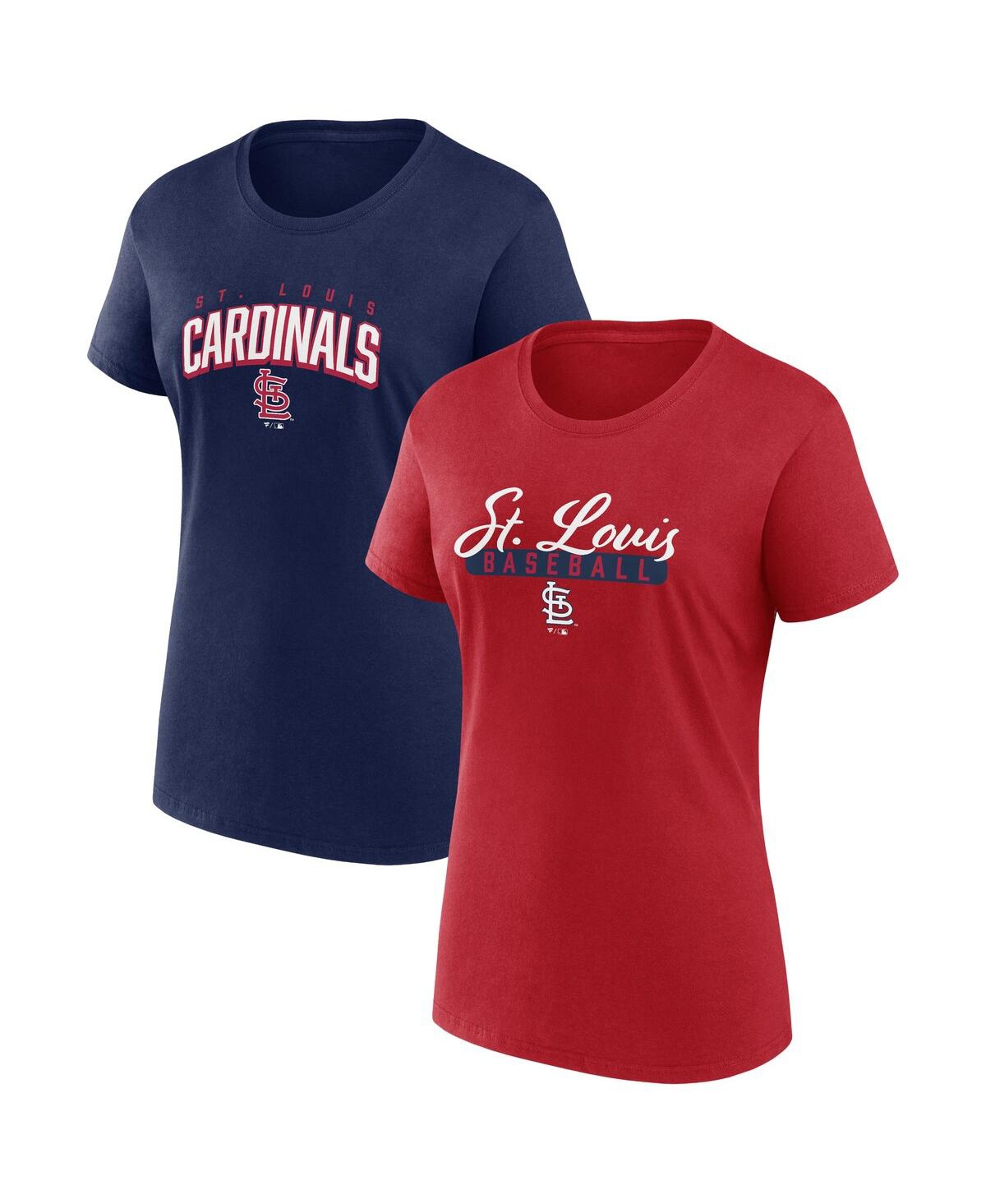 Fanatics Women's  Red, Navy Washington Nationals Fan T-shirt Combo Set In Red,navy