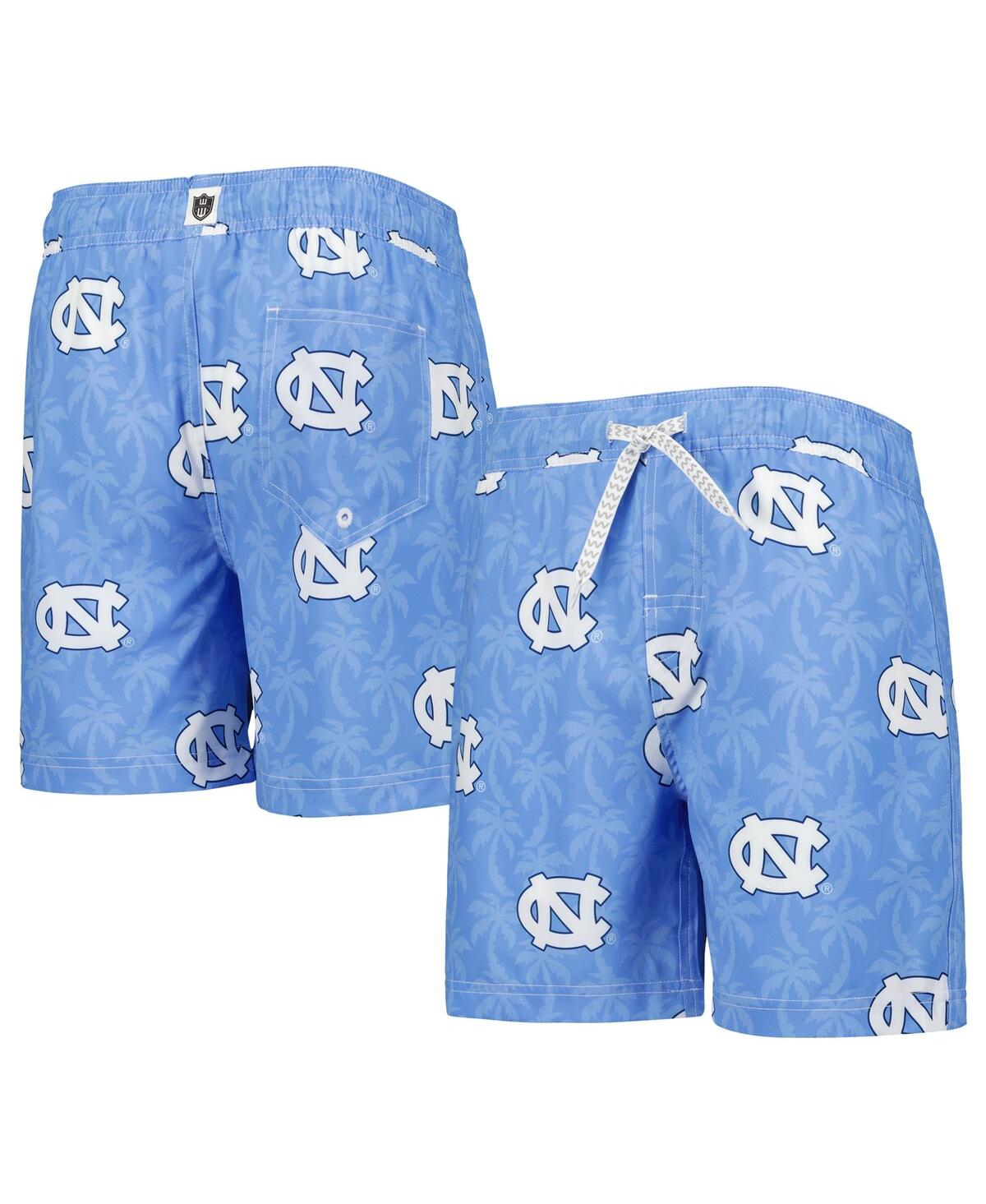 Shop Wes & Willy Big Boys  Light Blue North Carolina Tar Heels Palm Tree Swim Shorts