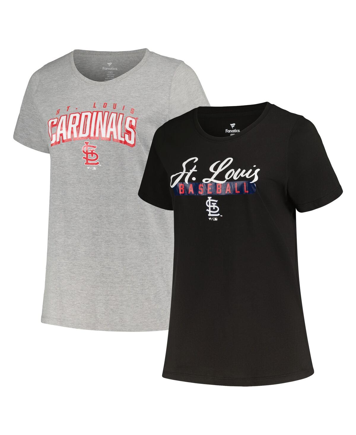 Women's Profile Black/Heather Gray St. Louis Cardinals Plus Size T-Shirt Combo Pack