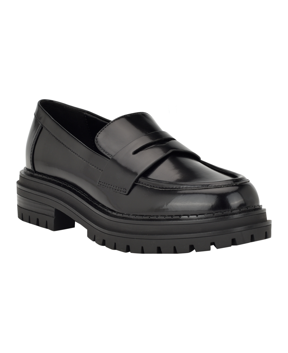 Shop Calvin Klein Women's Grant Slip-on Lug Sole Casual Loafers In Black