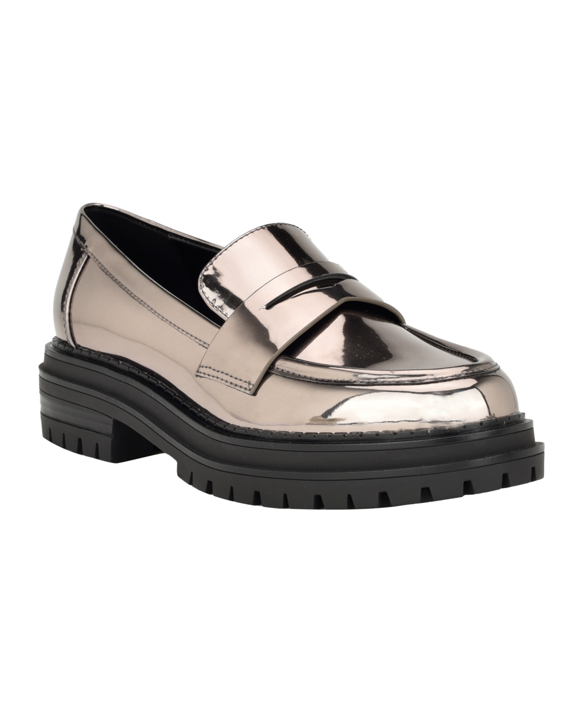 Shop Calvin Klein Women's Grant Slip-on Lug Sole Casual Loafers In Pewter