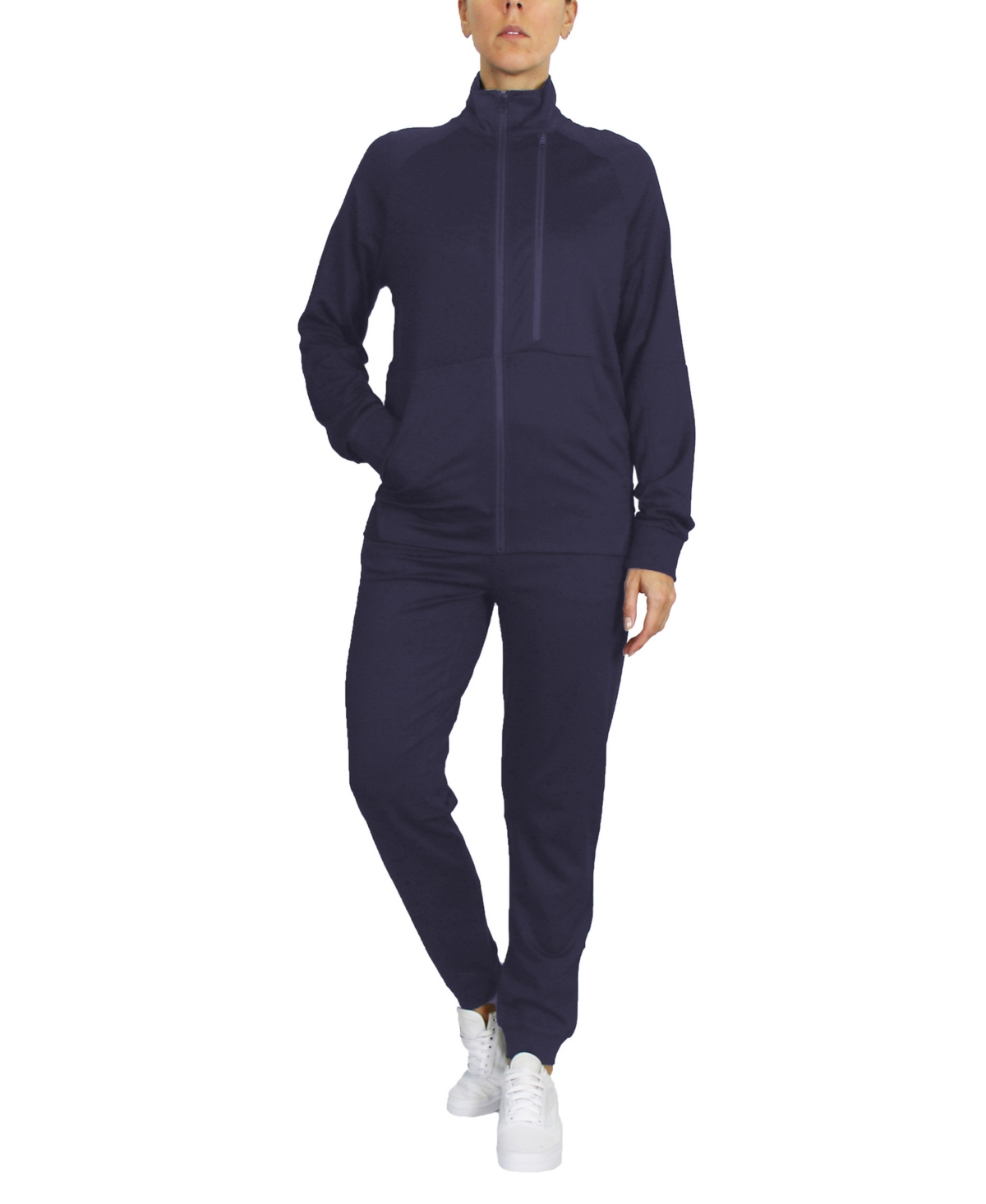 Women's Moisture Wicking Performance Active Track Jacket and Jogger Set, 2-Piece - Navy