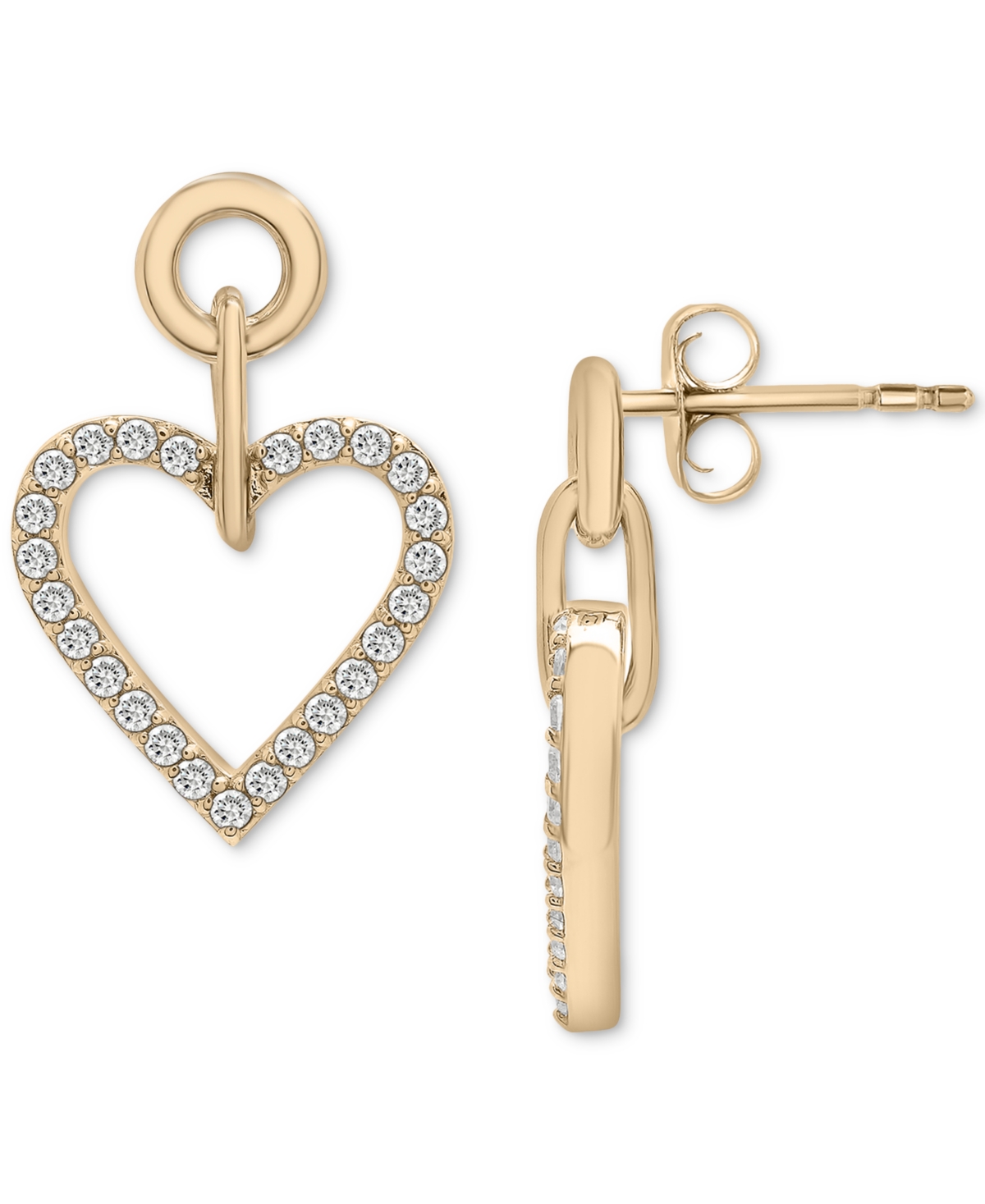 Diamond Heart Drop Earrings (1/2 ct. t.w.) in 14k Gold, Created for Macy's - Yellow Gold