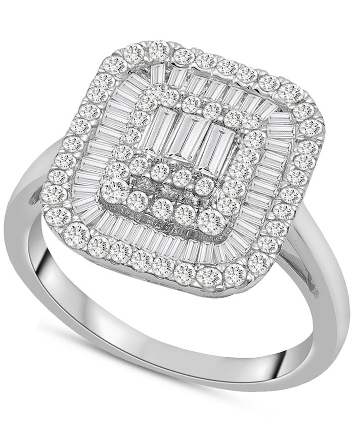 Wrapped in Love Diamond Round Baguette Square Halo Cluster Ring