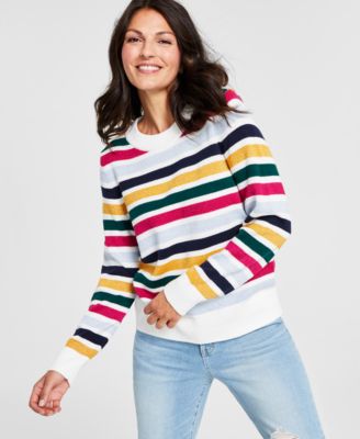 Multi-Stripe Lurex Crewneck Sweater