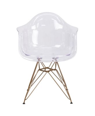 2 Pack Transparent Side Chair With Solid Base