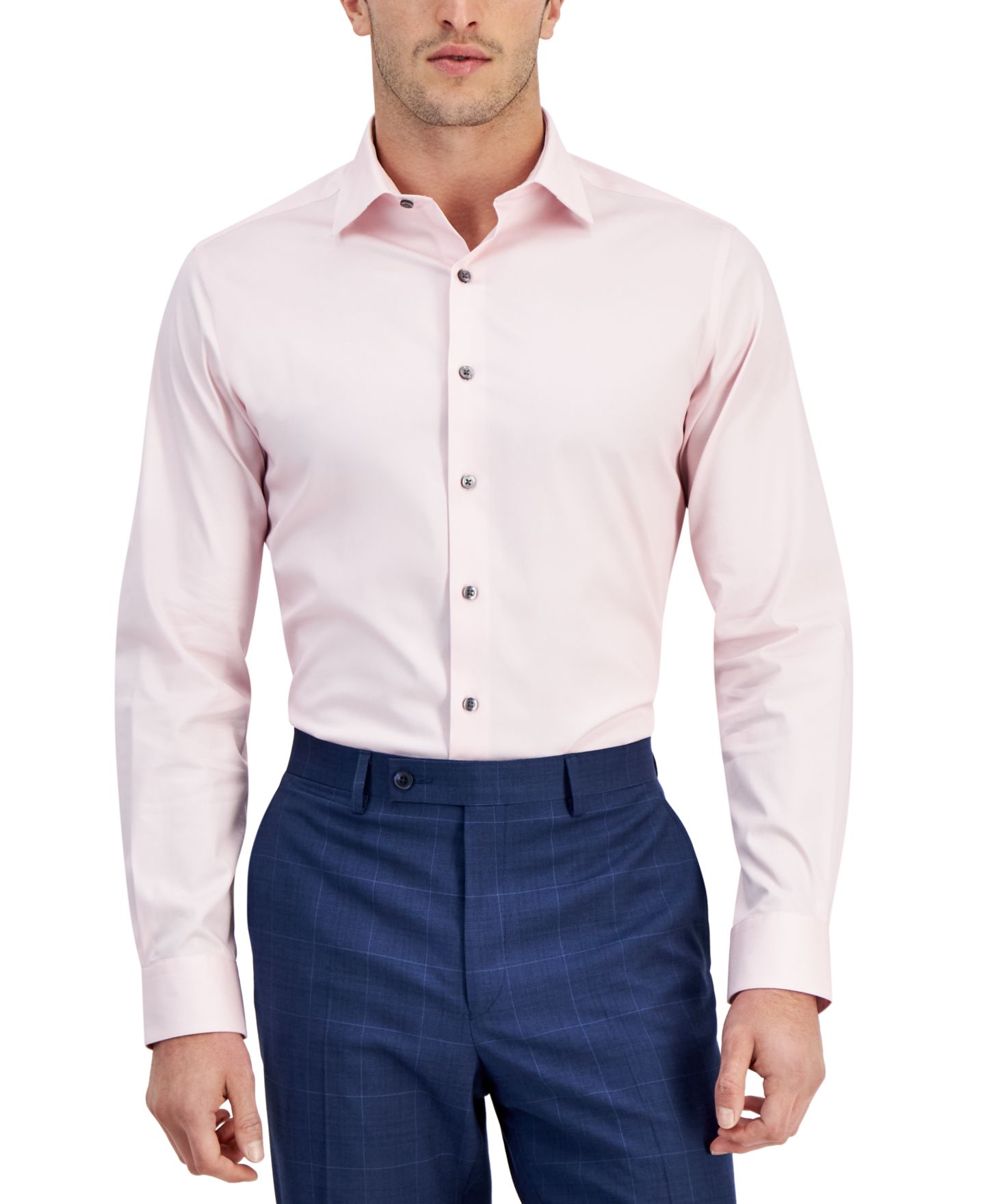 Мужская рубашка Alfani Temperature Regulating Solid Dress Shirt, Slim & Regular Fit, цвет: Ballet Slipper — фото 1