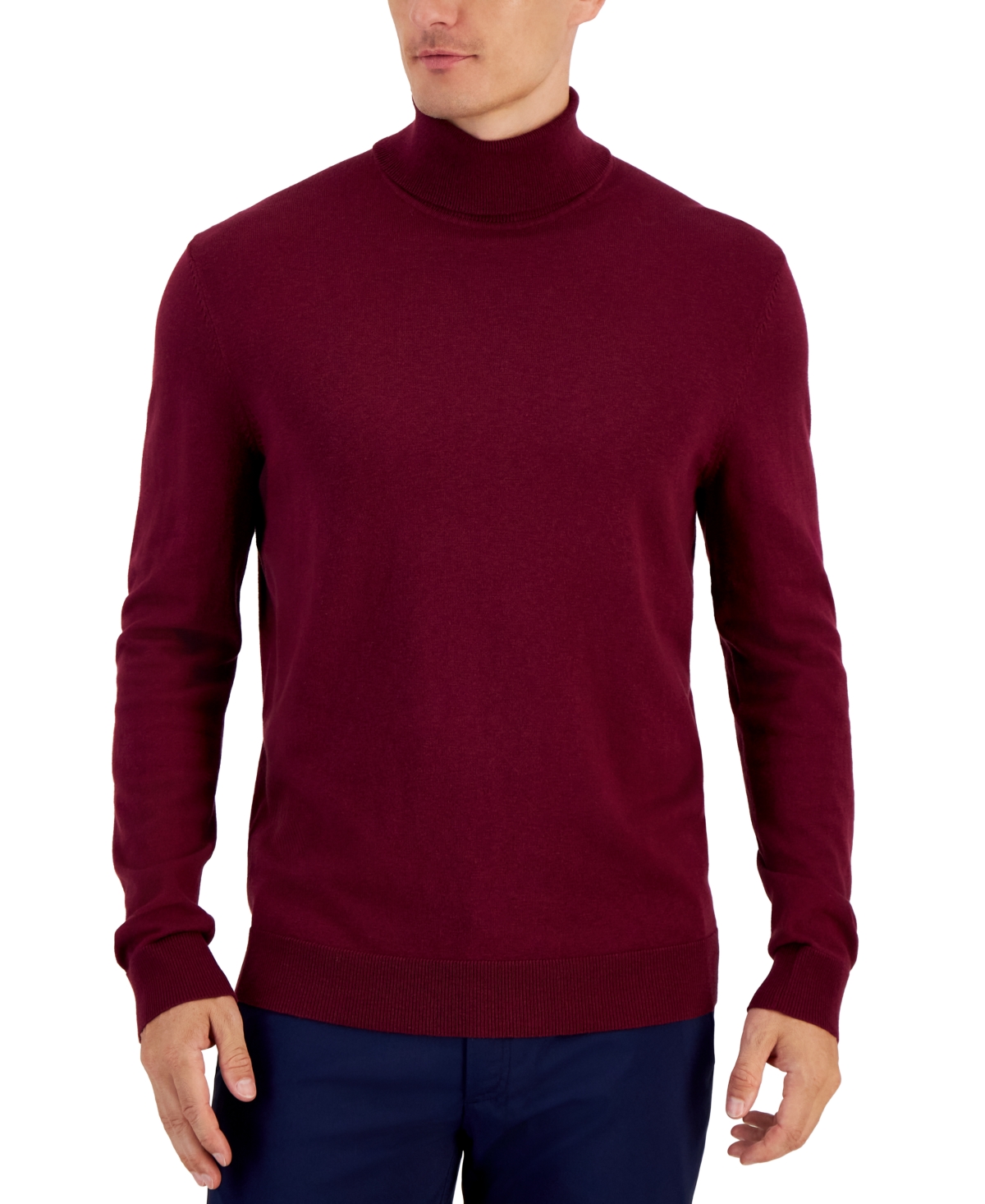 Alfani Men's Turtleneck Sweater, Created For Macy's In Maroon Banner