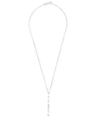 Diamond Vertical Line Lariat Necklace (1/3 ct. t.w.) in 10k White Gold, 17" + 1" extender, Created for Macy's