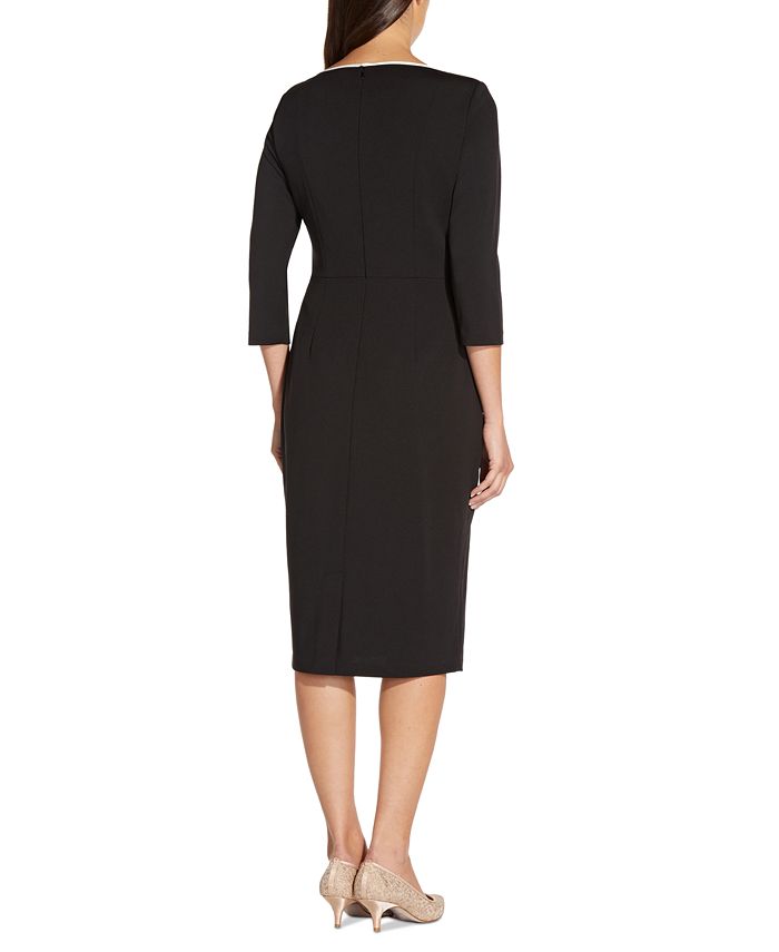 Adrianna Papell Women's Tipped Tie-Front 3/4-Sleeve Dress - Macy's