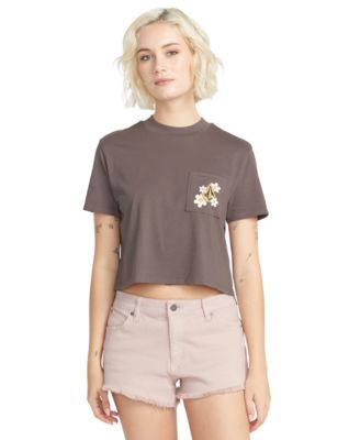 Volcom - Juniors' Cropped Pocket Dial T-Shirt